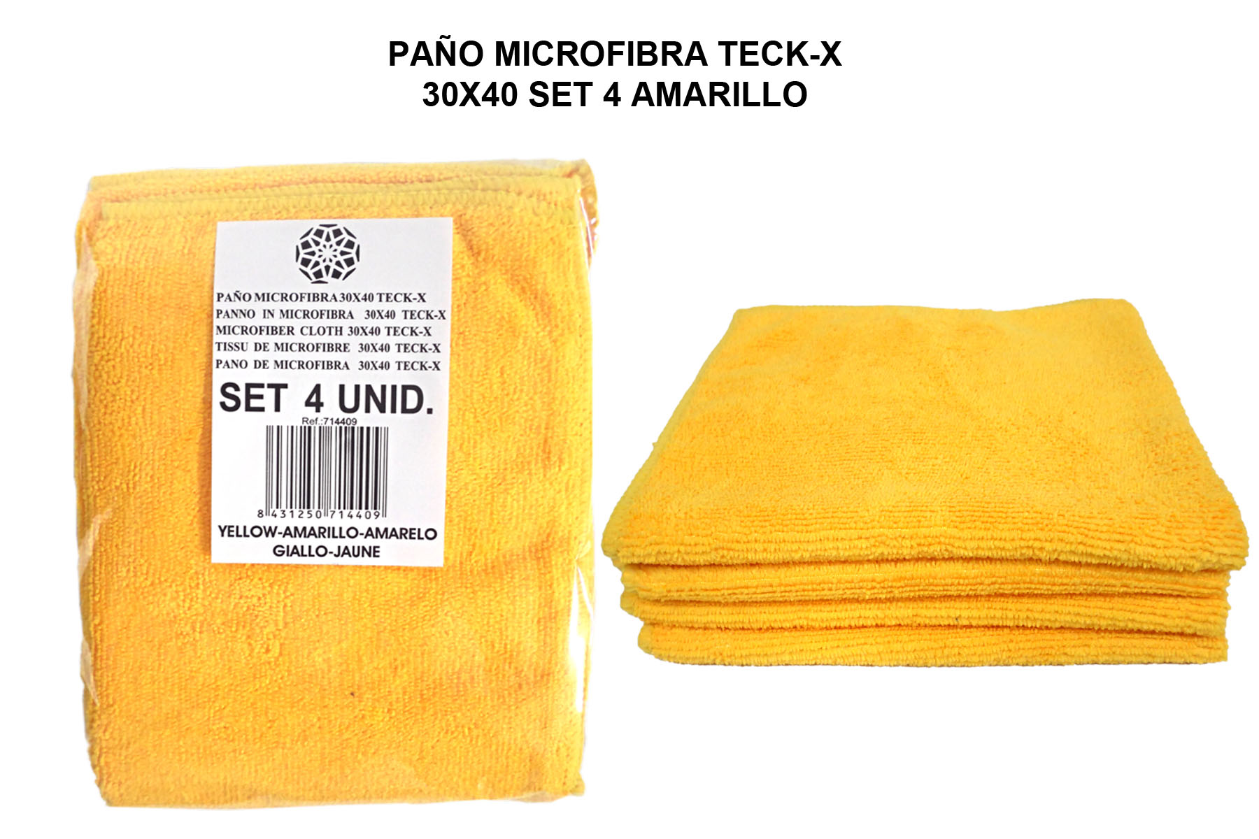 PAÑO MICROFIBRA TECK-X 30X40 - AMARILLO SET4PC