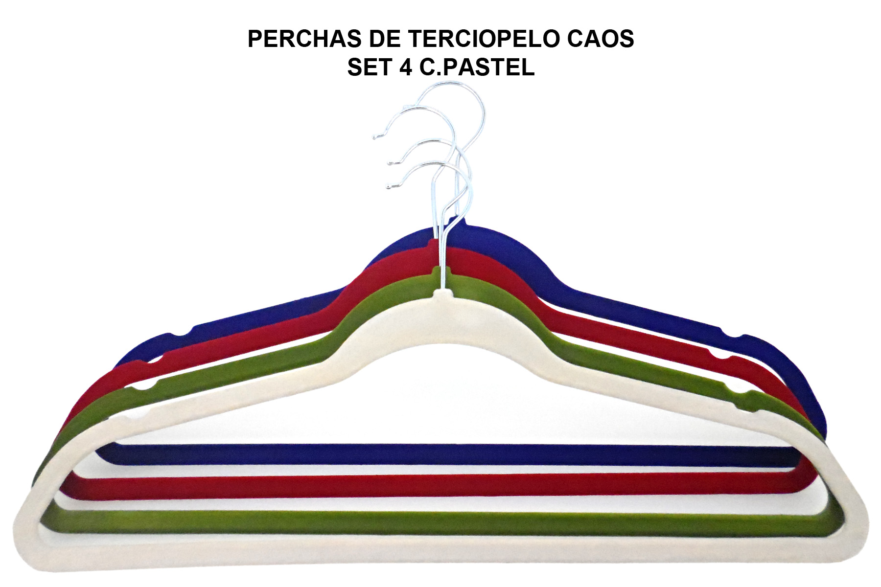 PERCHAS DE TERCIOPELO CAOS SET 4 C.PASTEL