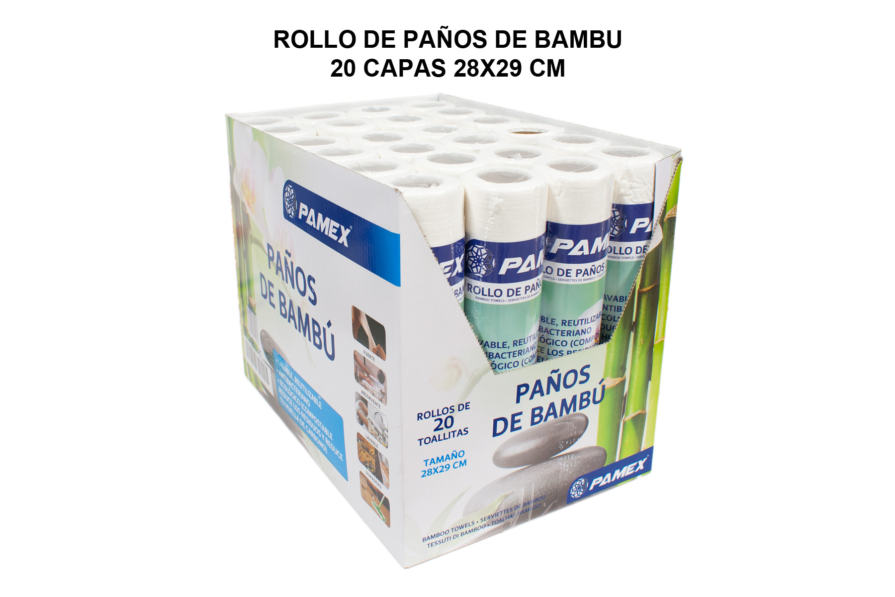 ROLLO DE PAÑOS DE BAMBU 20 CAPAS 28X29 CM